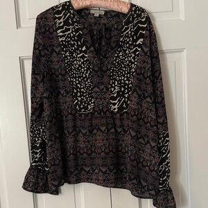 Allison Joy Black and Cream Patterned Blouse